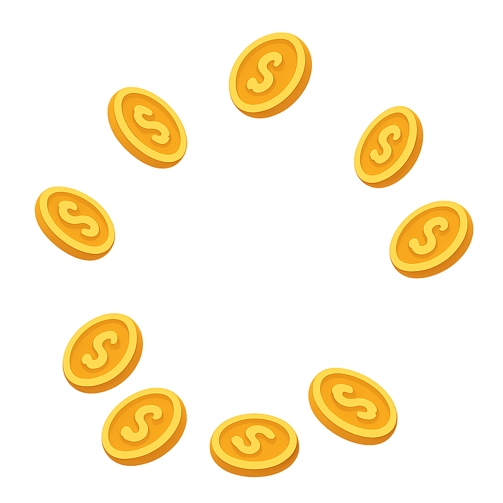 Gold coins floating